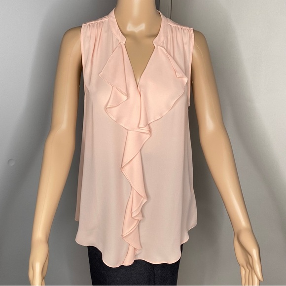 RW&CO Elegant Women's Sleeveless Ruffle Top - Peach - US M. - Picture 1 of 9